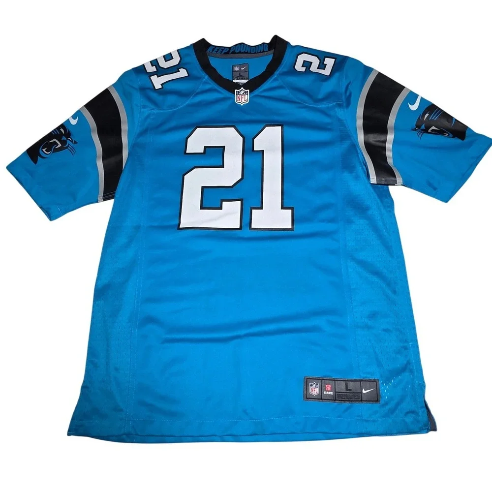Nike Carolina Panthers Jeremy Chinn 21 Blue NFL Jersey Mens Large On Field